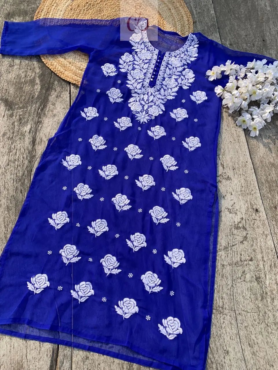 Rose keel Beautiful Georgette Kurtis - chikankariofficial