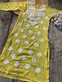 Rose keel Beautiful Georgette Kurtis - chikankariofficial