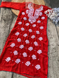Rose keel Beautiful Georgette Kurtis - chikankariofficial