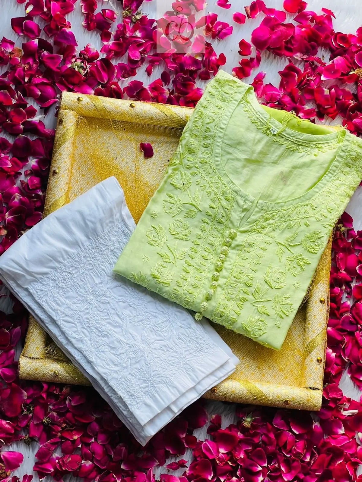 Rose ombre Chanderi - chikankariofficial