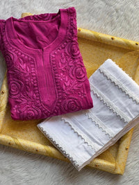 Rose Panel Viscose jaal - chikankariofficial