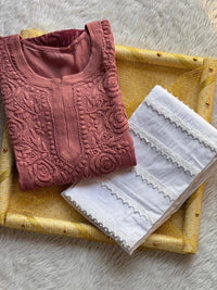 Rose Panel Viscose jaal - chikankariofficial