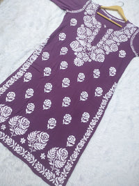 Rose work Modal Chikankari Kurta - chikankariofficial