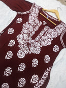 Rose work Modal Chikankari Kurta - chikankariofficial