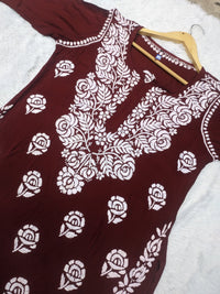Rose work Modal Chikankari Kurta - chikankariofficial