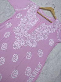 Rose work Modal Chikankari Kurta - chikankariofficial