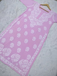 Rose work Modal Chikankari Kurta - chikankariofficial