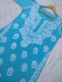 Rose work Modal Chikankari Kurta - chikankariofficial