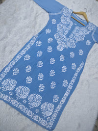 Rose work Modal Chikankari Kurta - chikankariofficial