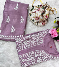 Santoshi Special Chikan Daman Co ord Set - chikankariofficial