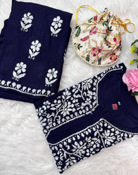 Santoshi Special Chikan Daman Co ord Set - chikankariofficial