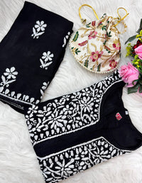 Santoshi Special Chikan Daman Co ord Set - chikankariofficial