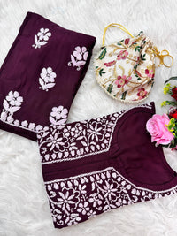 Santoshi Special Chikan Daman Co ord Set - chikankariofficial