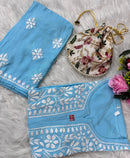 Santoshi Special Chikan Daman Co ord Set - chikankariofficial