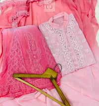 Shaded Fancy Mukaish Work Chikankari Set - chikankariofficial