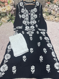 Side rose Bell Modal Kurta - chikankariofficial