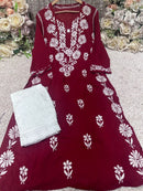 Side rose Bell Modal Kurta - chikankariofficial