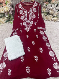 Side rose Bell Modal Kurta - chikankariofficial