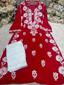 Side rose Bell Modal Kurta - chikankariofficial