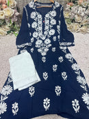 Side rose Bell Modal Kurta - chikankariofficial