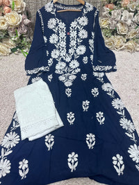 Side rose Bell Modal Kurta - chikankariofficial