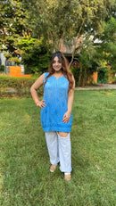 Sleeveless Dobby Cotton Short Top - chikankariofficial