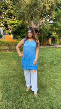 Sleeveless Dobby Cotton Short Top - chikankariofficial