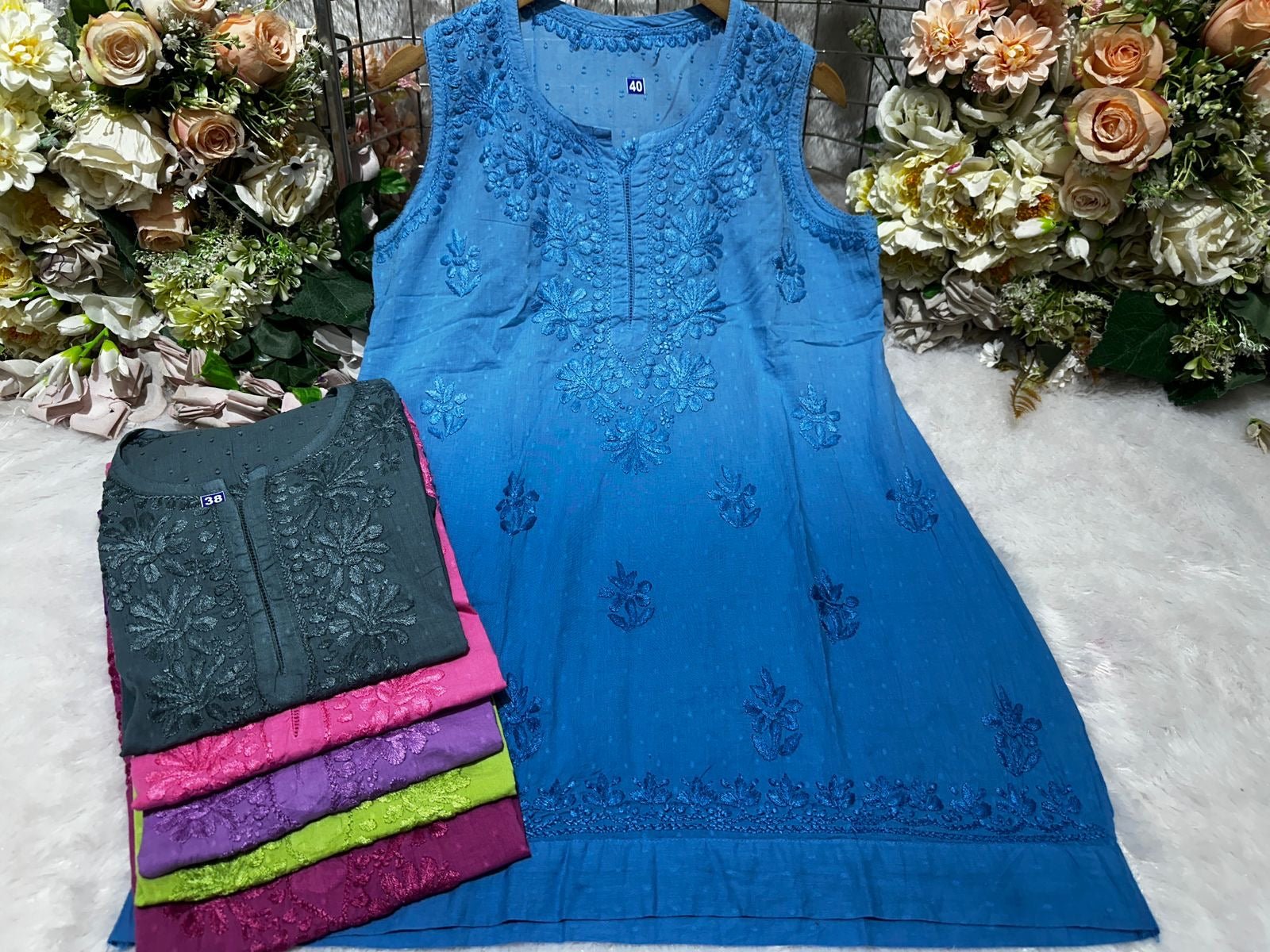 Sleeveless Dobby Cotton Short Top - chikankariofficial