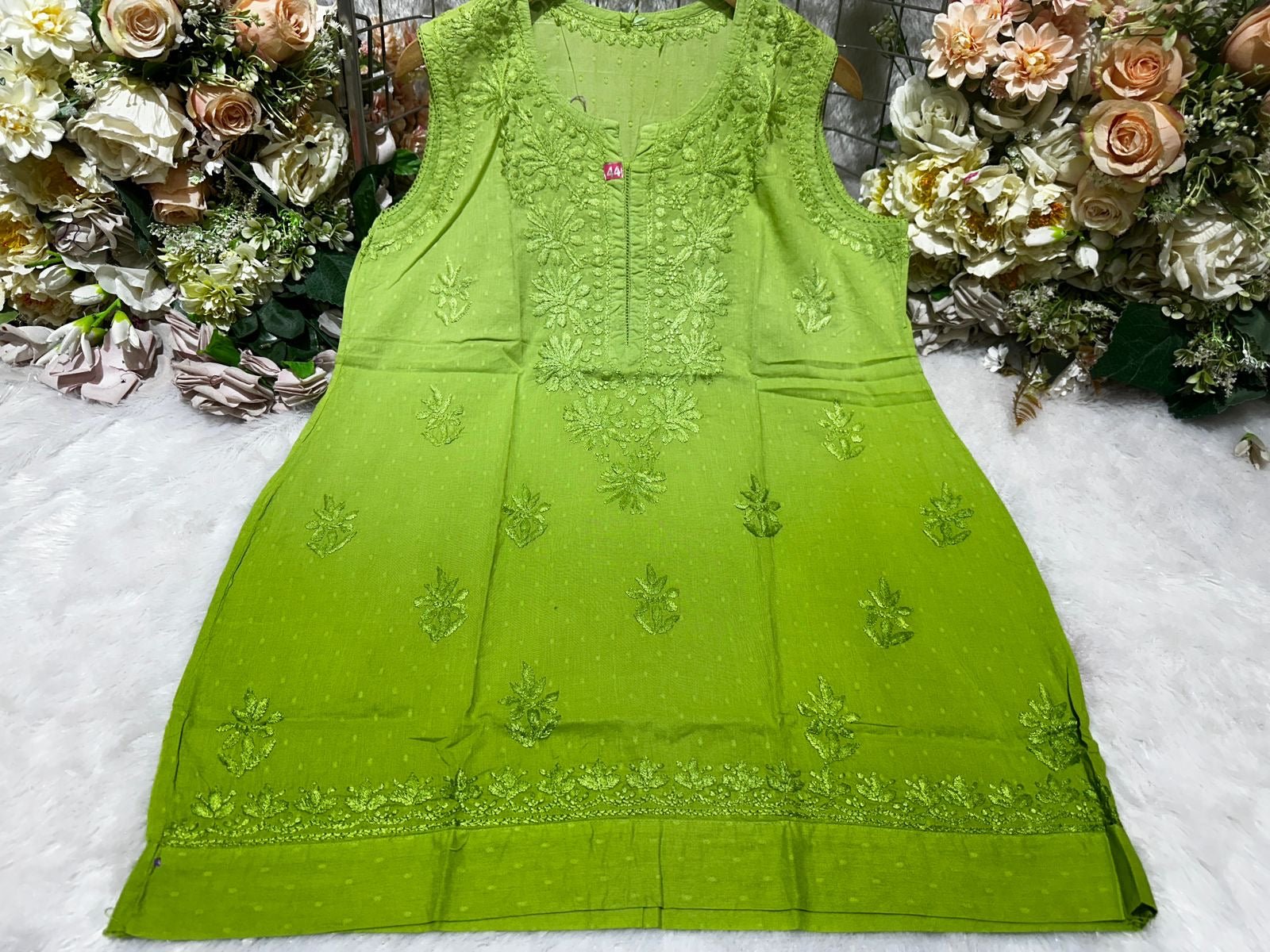 Sleeveless Dobby Cotton Short Top - chikankariofficial