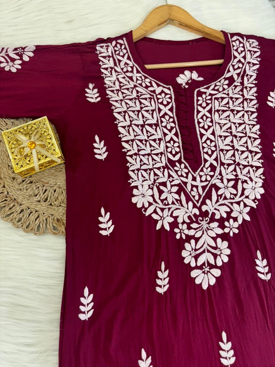 Soft & Breezy Elegant Modal Cotton Heavy kurtis - chikankariofficial