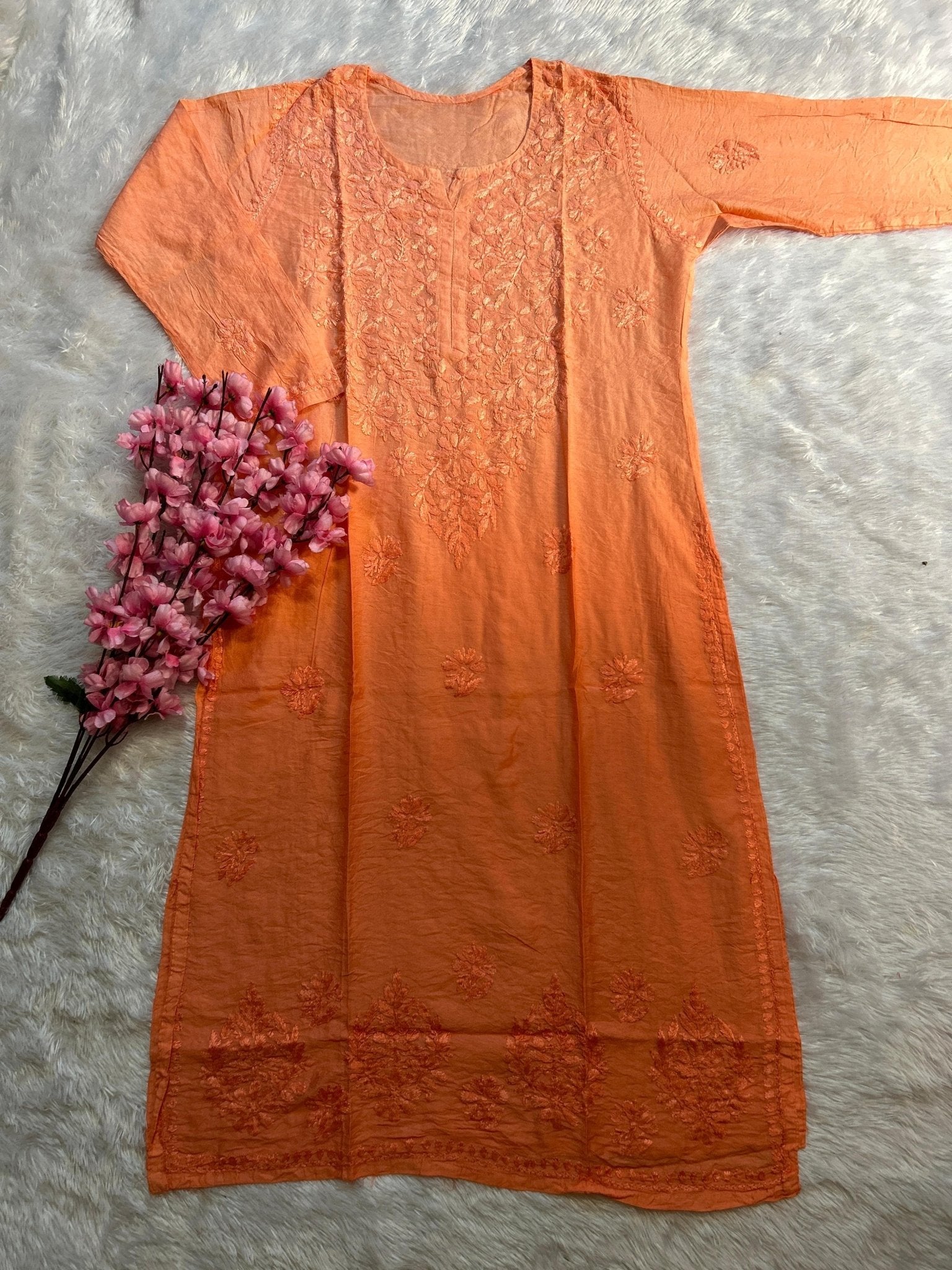 Soft Chanderi Dyeable Beautiful shades Kurtis - chikankariofficial