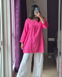 Special Light weight Dyed dobby Short Top - chikankariofficial