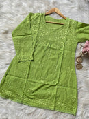 Special Light weight Dyed dobby Short Top - chikankariofficial