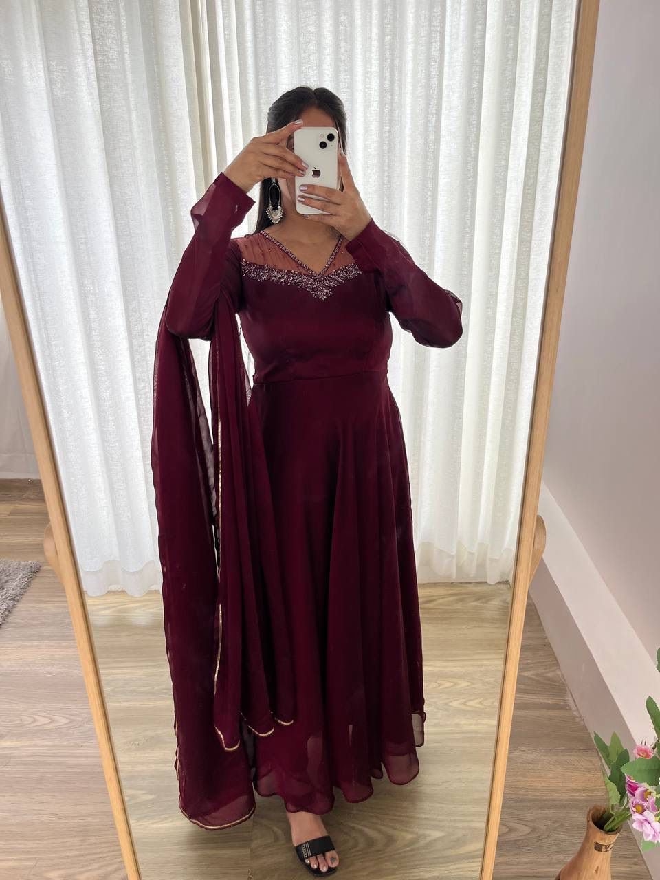 Special Party Wear Night Maroon Aliya Cut