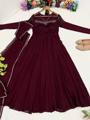 Special Party Wear Night Maroon Aliya Cut - chikankariofficial