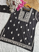 Square Neck Modal Short Top - chikankariofficial