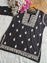 Square Neck Modal Short Top - chikankariofficial