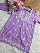 Square Neck Modal Short Top - chikankariofficial