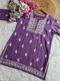 Square Neck Modal Short Top - chikankariofficial