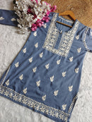 Square Neck Modal Short Top - chikankariofficial