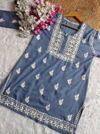 Square Neck Modal Short Top - chikankariofficial