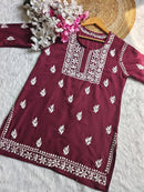 Square Neck Modal Short Top - chikankariofficial