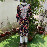 Straight Fit Rayon print kurtis - chikankariofficial