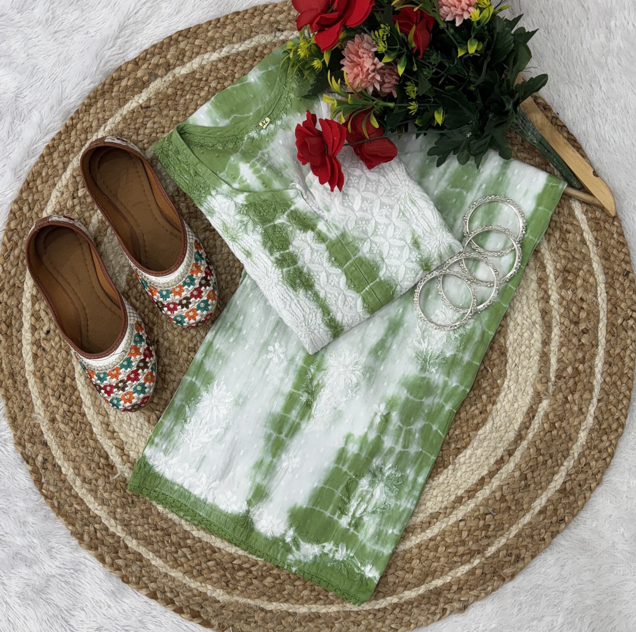 Tie & Dye Ghass patti Hand work Combo - chikankariofficial