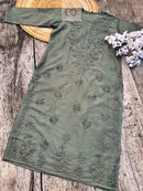 Tone to Tone Chanderi long Kurti - chikankariofficial