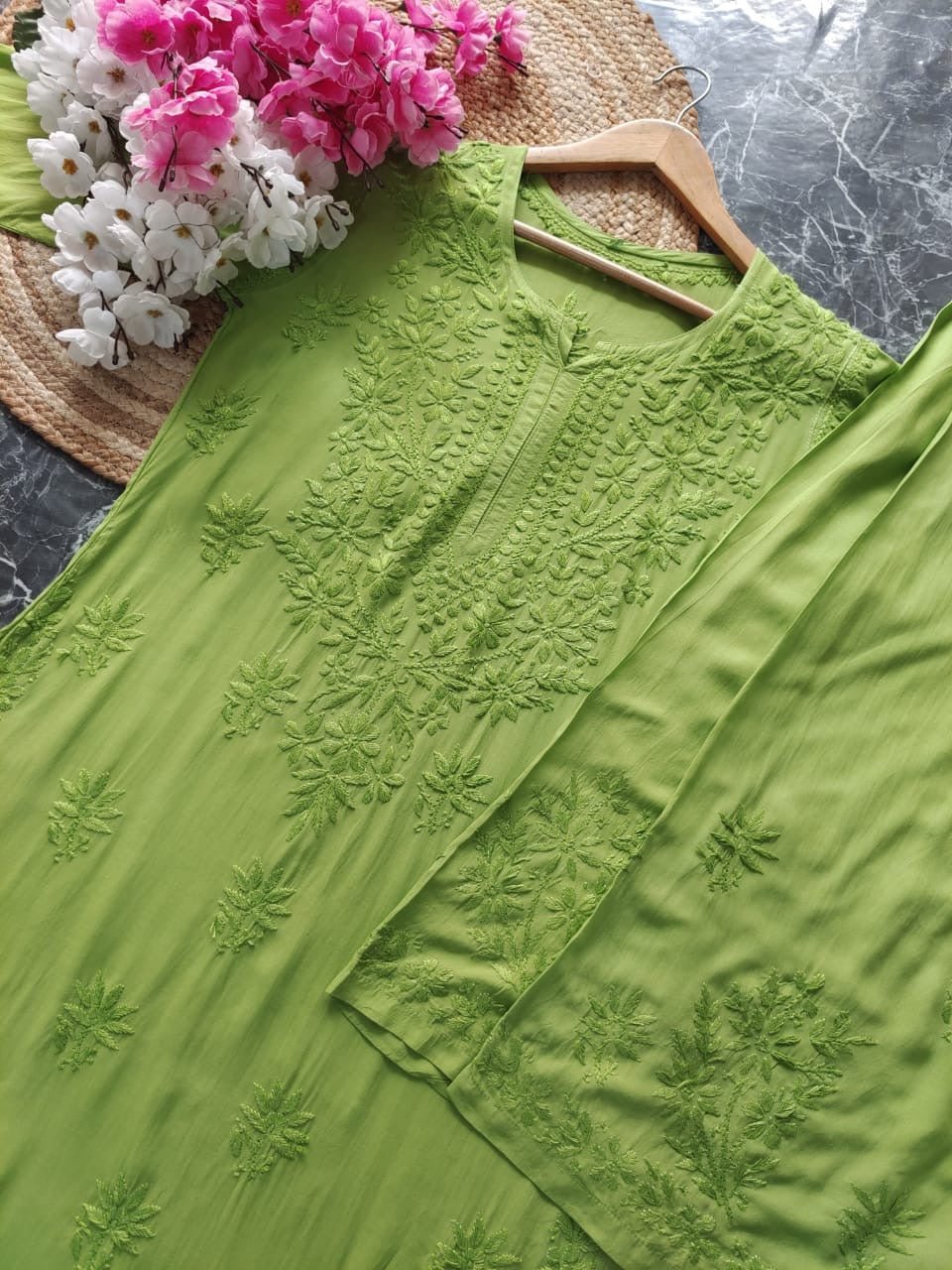 Tone to Tone Co ord Modal Cotton Santoshi Special - chikankariofficial