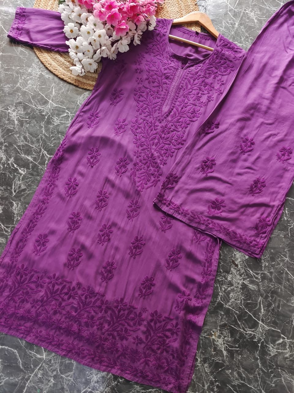 Tone to Tone Co ord Modal Cotton Santoshi Special - chikankariofficial