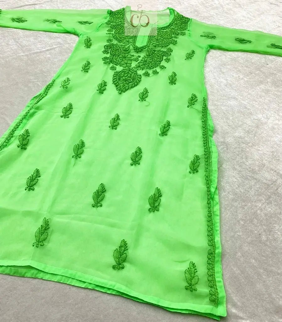 Tone to Tone Georgette Kurtis with inner - chikankariofficial