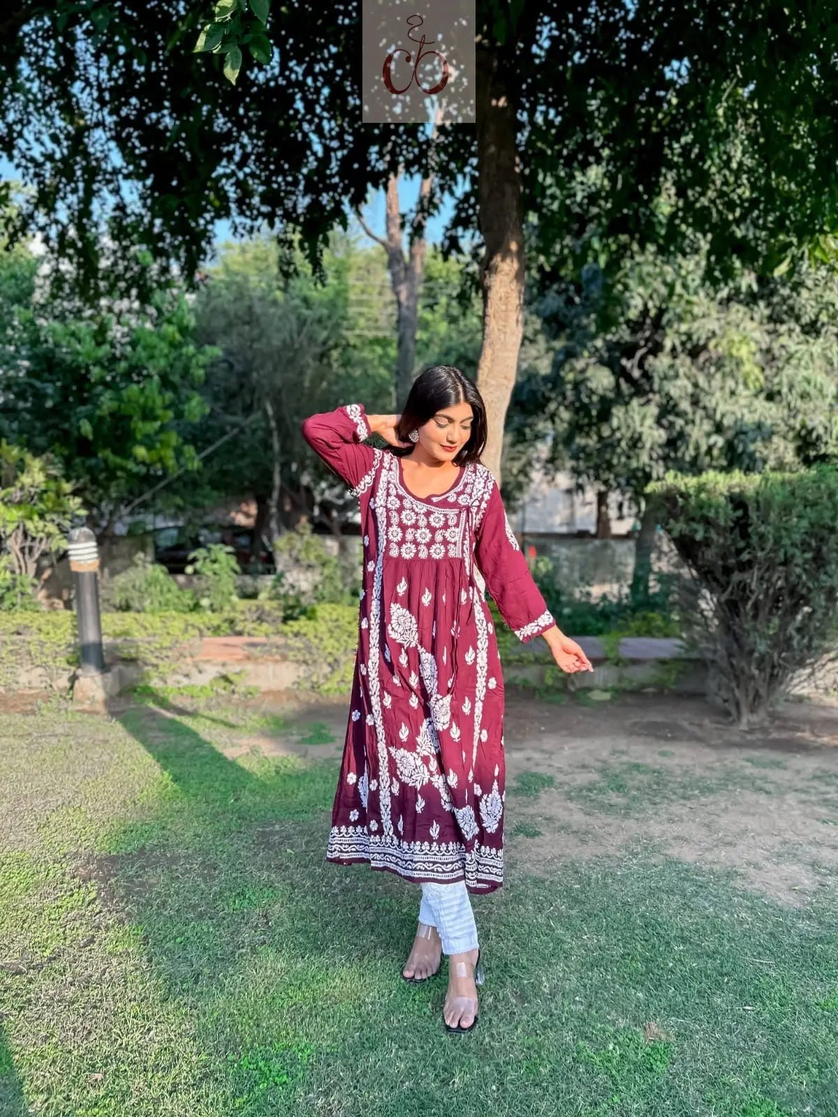 Traditional Thread Chikankari Gown - chikankariofficial