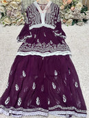 V Lace Chikankari Gharara set - chikankariofficial